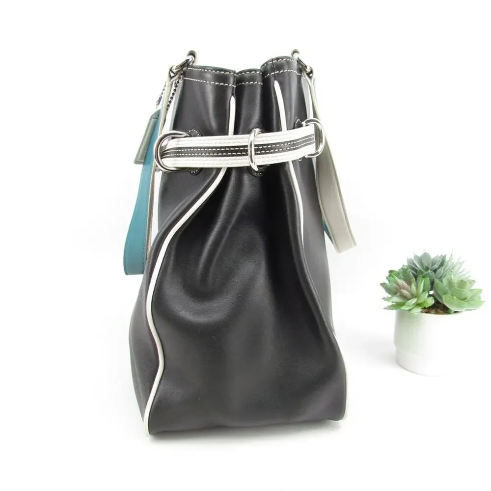 Authentic Coach Black White Leather Shoulder Bag